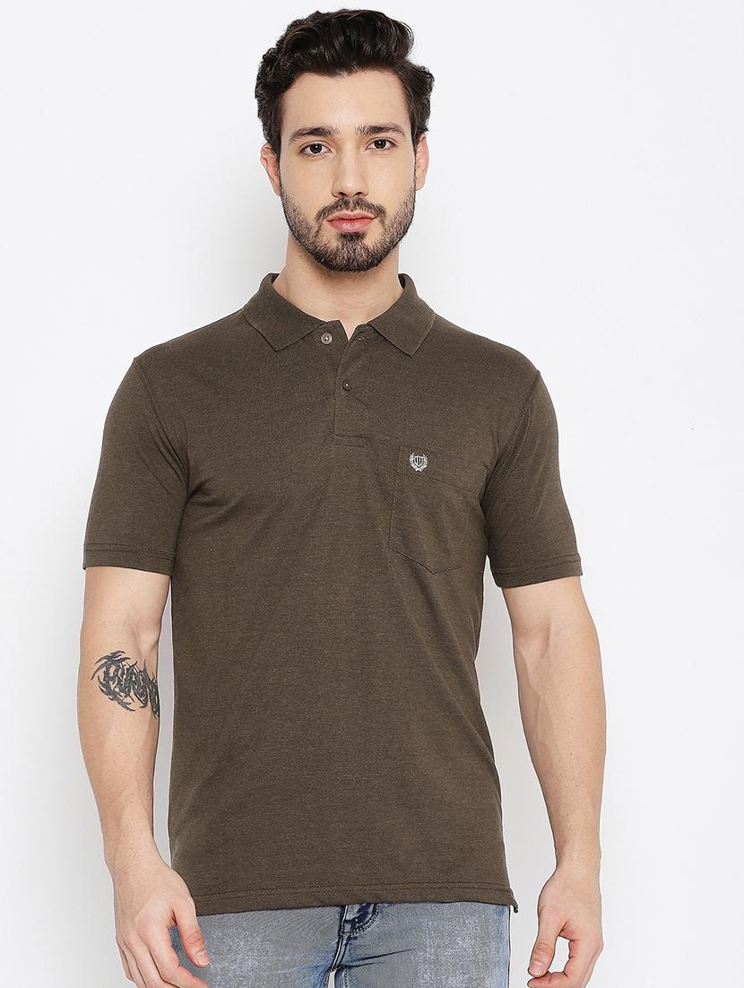 brown solid polo t-shirt - 18547958 - Zoom Image - 1