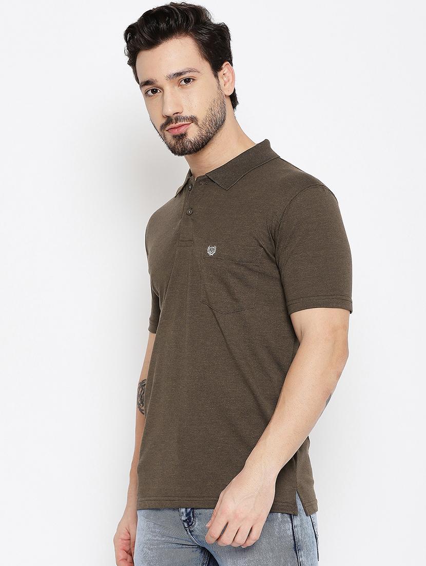 brown solid polo t-shirt - 18547958 - Zoom Image - 2