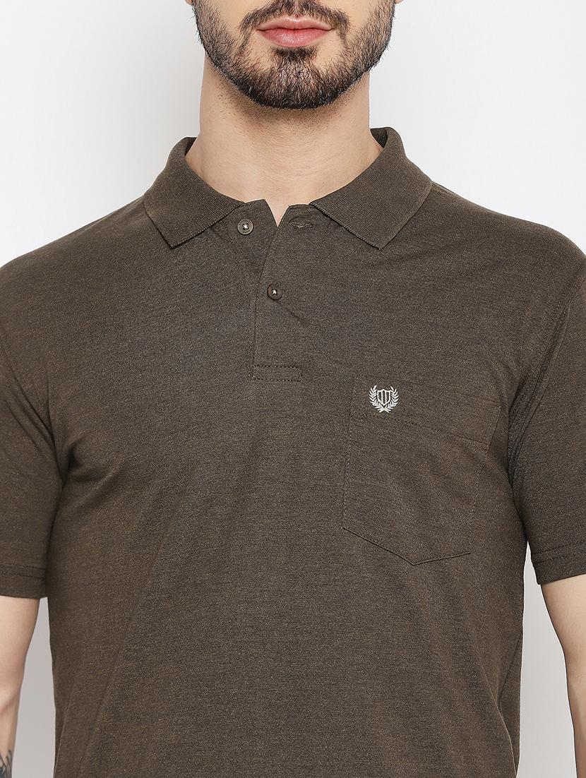 brown solid polo t-shirt - 18547958 - Zoom Image - 4