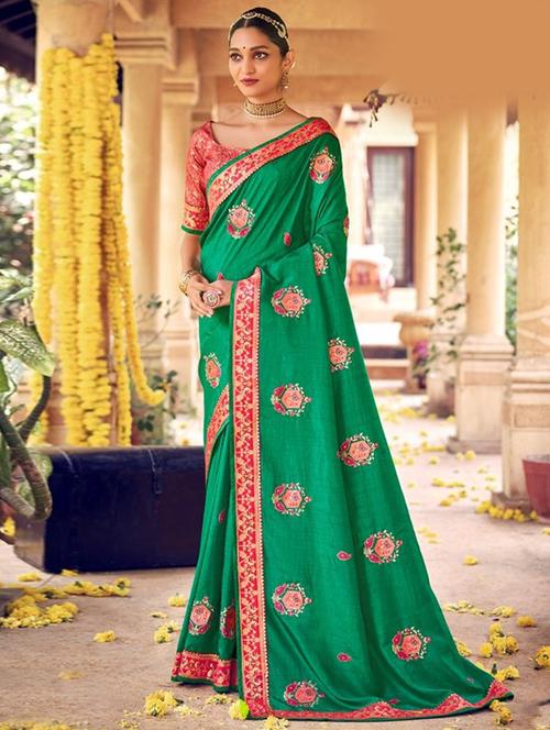 lace detailed embroidered saree with blouse - 18558544 - Very Small Image - 1