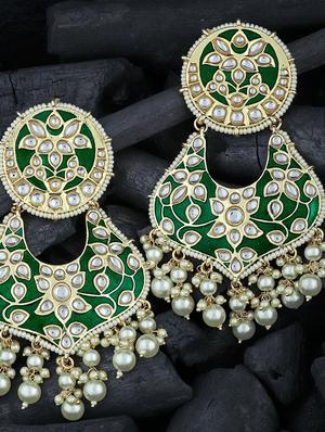 green brass chandballi earring - 18565552 - Standard Image - 3