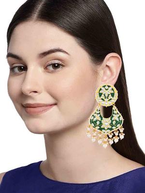 green brass chandballi earring - 18565552 - Standard Image - 5