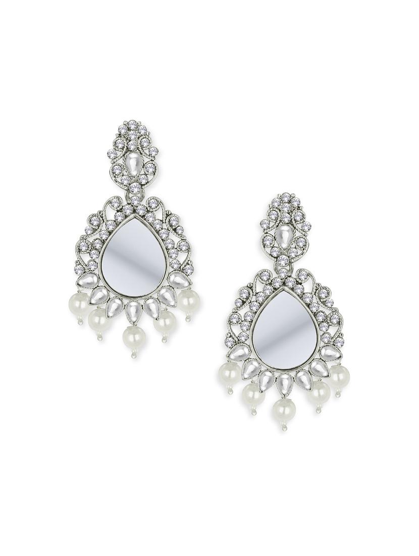 silver plated necklace earing set - 18566723 - Zoom Image - 3