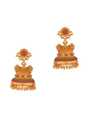 gold metal jhumka earring - 18567376 - Standard Image - 2