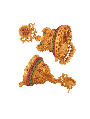 gold metal jhumka earring - 18567376 - Standard Image - 3