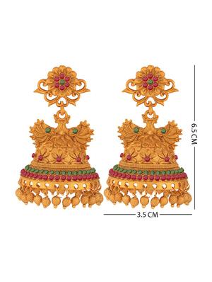 gold metal jhumka earring - 18567376 - Standard Image - 4