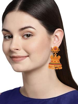 gold metal jhumka earring - 18567376 - Standard Image - 5