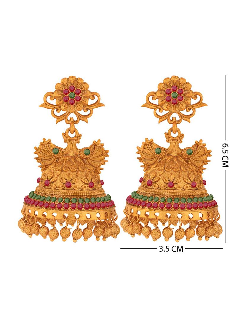 gold metal jhumka earring - 18567376 - Zoom Image - 4