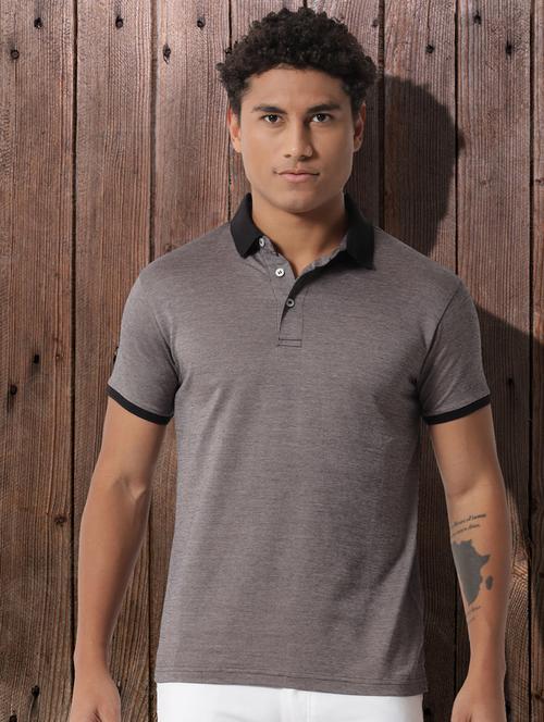 brown solid polo t-shirt - 18567654 - Very Small Image - 1