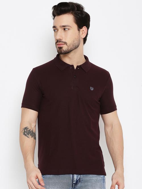 brown solid polo t-shirt - 18570294 - Standard Image - 1