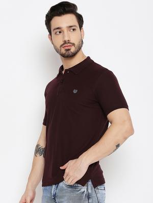 brown solid polo t-shirt - 18570294 - Standard Image - 2