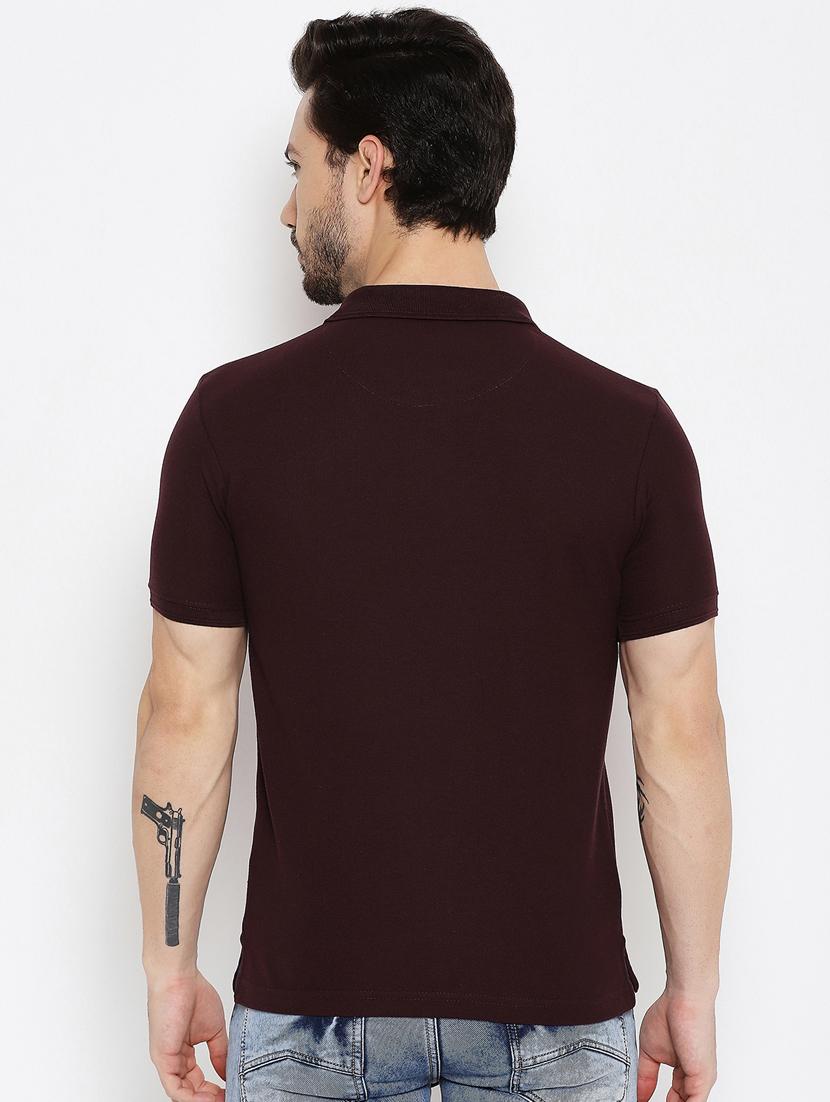 brown solid polo t-shirt - 18570294 - Zoom Image - 3