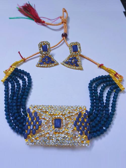 blue necklace earring set - 18570863 - Very Small Image - 1