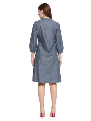 mandarin neck button up a-line dress - 18573315 - Standard Image - 3