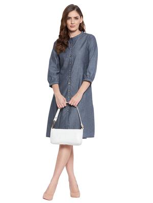mandarin neck button up a-line dress - 18573315 - Standard Image - 4