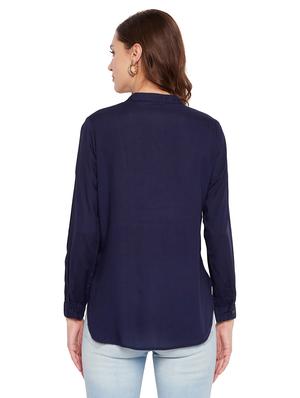navy blue solid regular shirt - 18573319 - Standard Image - 3