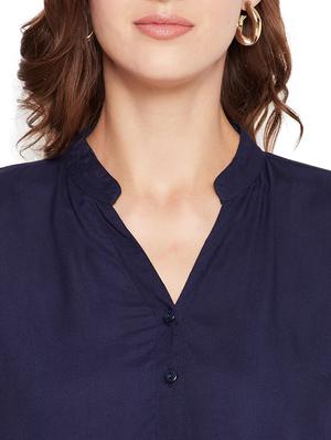 navy blue solid regular shirt - 18573319 - Standard Image - 5