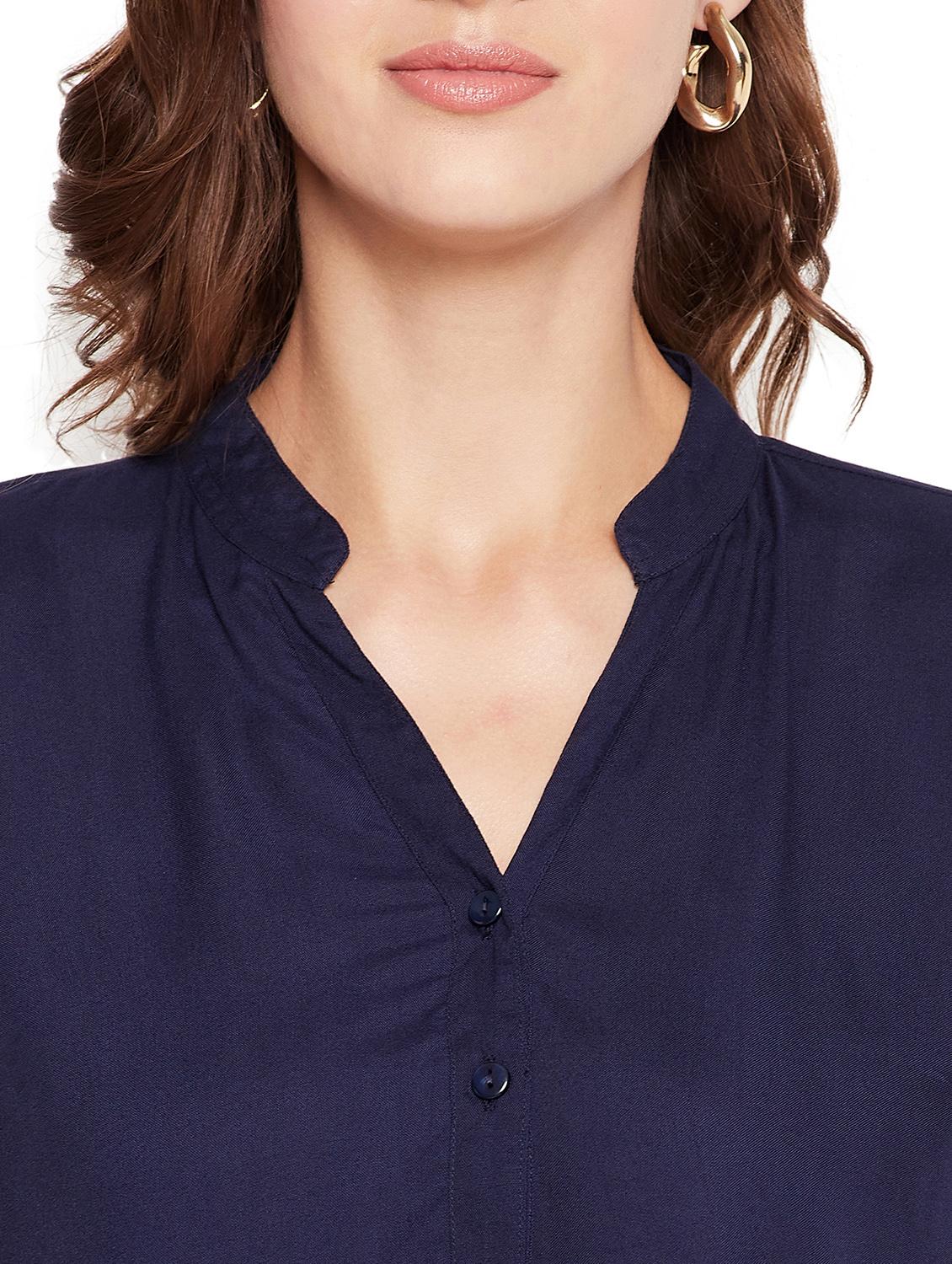 navy blue solid regular shirt - 18573319 - Zoom Image - 5