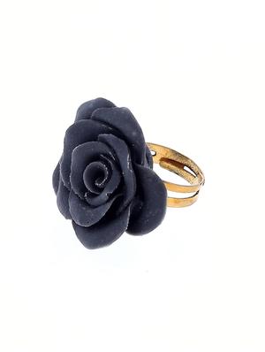 navy blue floral drop earring with ring - 18574696 - Standard Image - 3