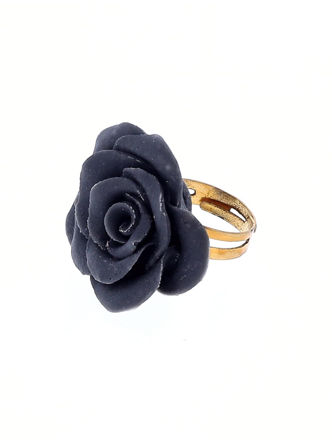 navy blue floral drop earring with ring - 18574696 - Zoom Image - 3