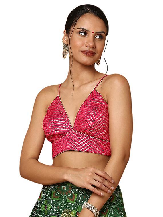 pink silk embroidered blouse - 18575662 - Zoom Image - 2