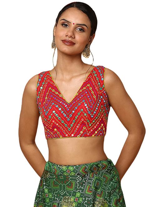 red silk embroidered blouse - 18575663 - Very Small Image - 1