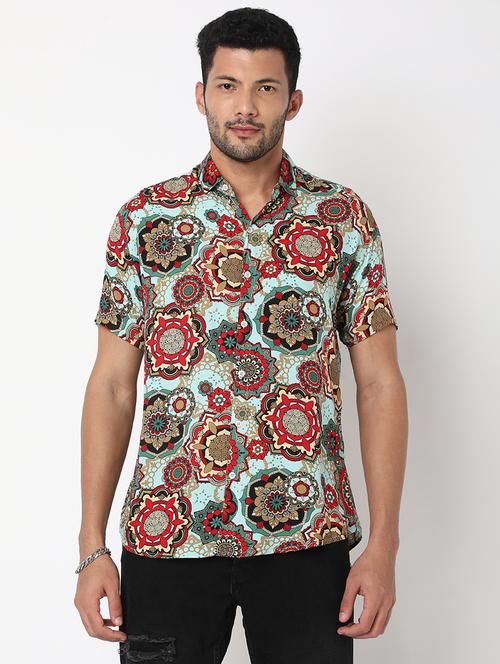 printed short sleeved casual shirt - 18578567 - Standard Image - 1