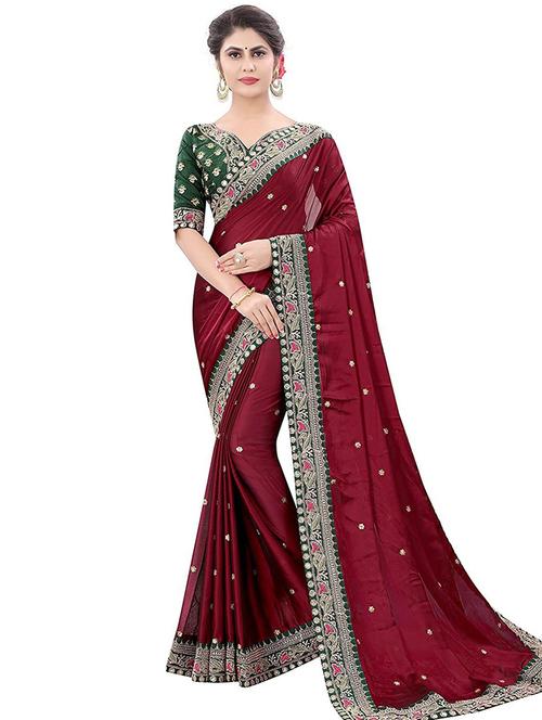 self design embroidered saree with blouse - 18584933 - Standard Image - 1