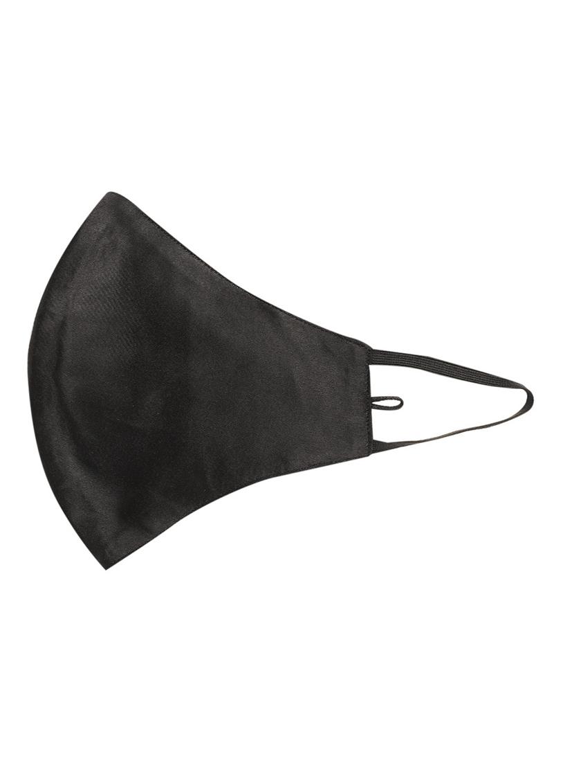 black reusable 2-ply satin face mask with gold plated chain - 18585875 - Zoom Image - 2