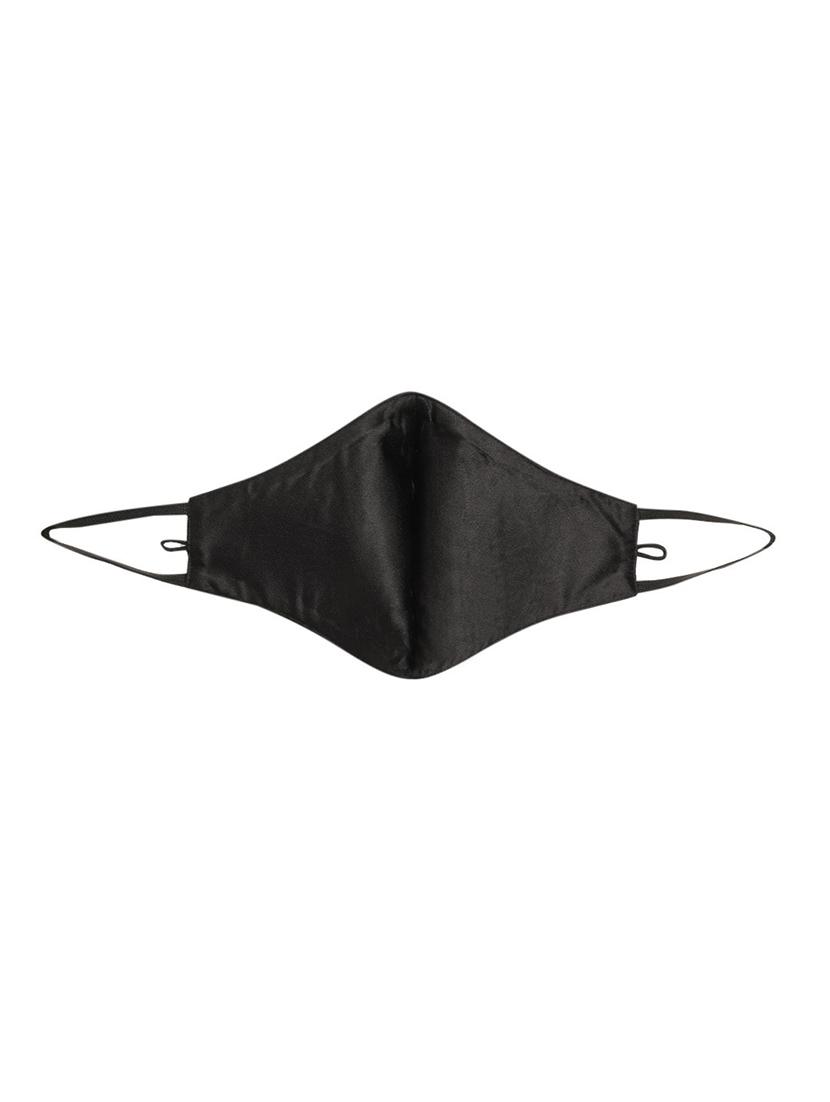 black reusable 2-ply satin face mask with gold plated chain - 18585875 - Zoom Image - 5