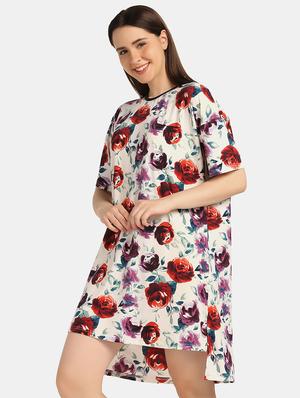 round neck floral sleepshirt - 18586685 - Standard Image - 2