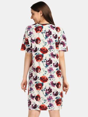 round neck floral sleepshirt - 18586685 - Standard Image - 3