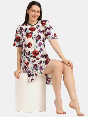 round neck floral sleepshirt - 18586685 - Standard Image - 4