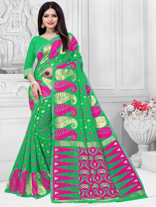 self design jamdani saree with blouse - 18587155 - Standard Image - 1