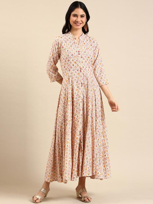 multi color printed flared kurta - 18591127 - Standard Image - 1