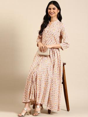 multi color printed flared kurta - 18591127 - Standard Image - 4