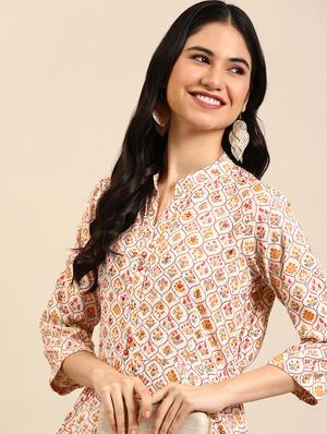 multi color printed flared kurta - 18591127 - Standard Image - 5