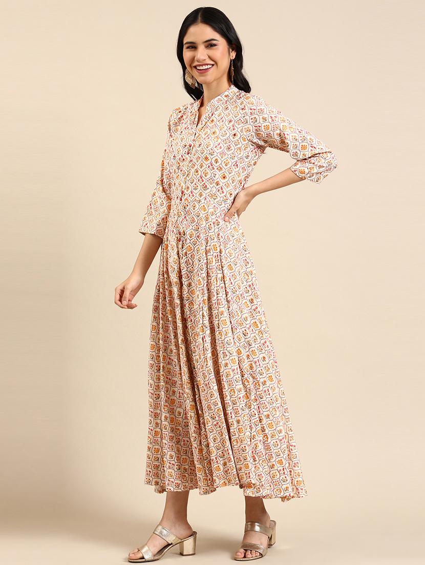 multi color printed flared kurta - 18591127 - Zoom Image - 2