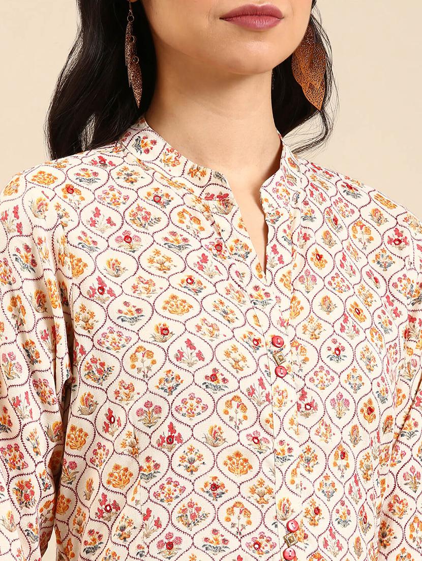 multi color printed flared kurta - 18591127 - Zoom Image - 6