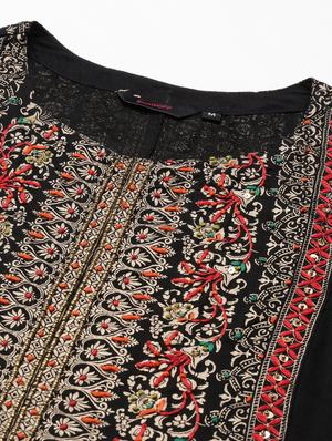 black printed layered kurta - 18591140 - Standard Image - 6