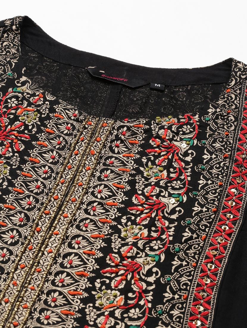 black printed layered kurta - 18591140 - Zoom Image - 6