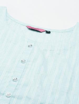 light blue self design straight kurta - 18591152 - Standard Image - 4