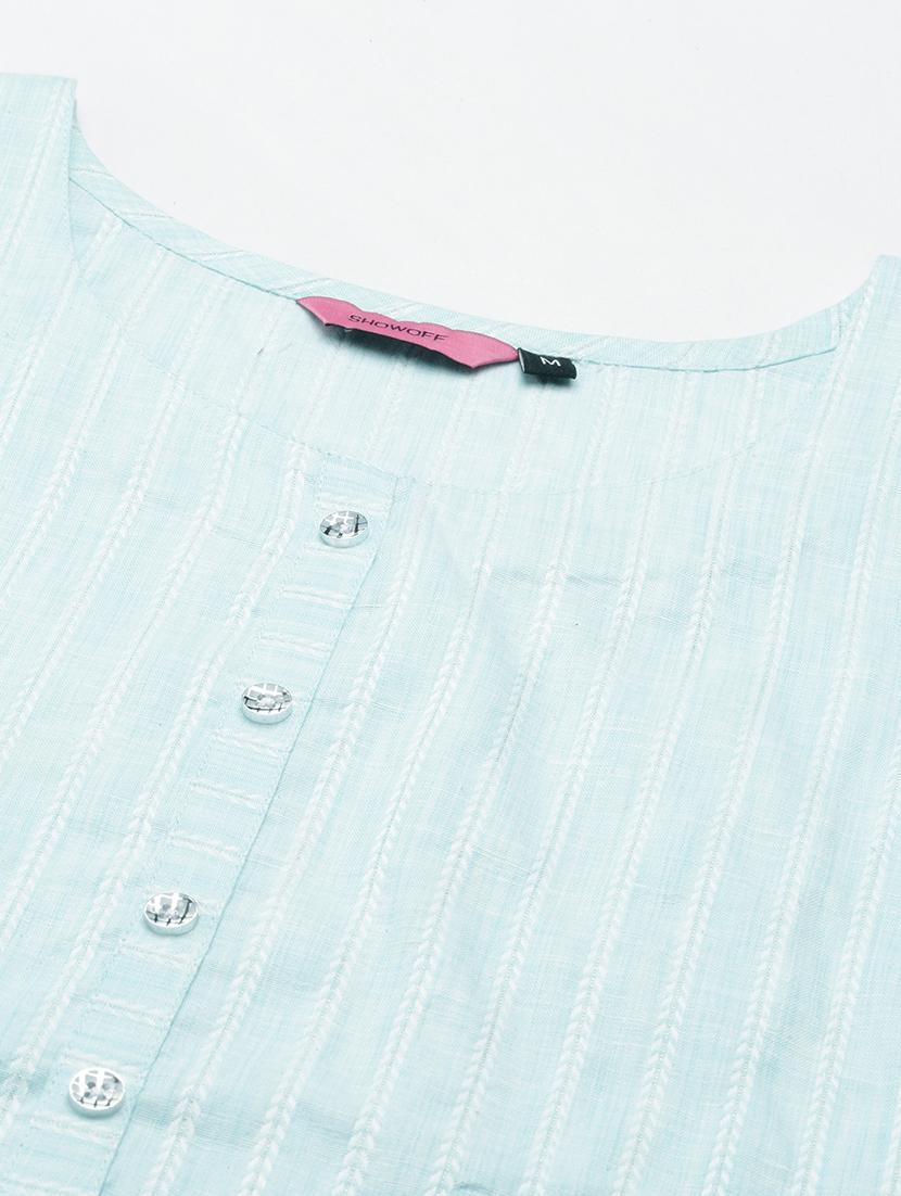 light blue self design straight kurta - 18591152 - Zoom Image - 4