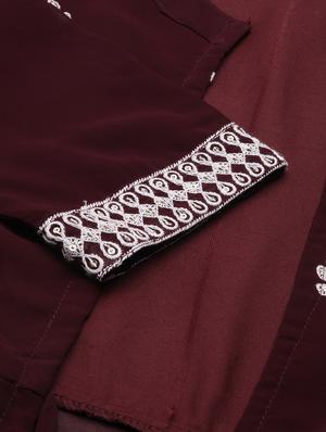 burgundy embroidered kurta with jacket - 18591154 - Standard Image - 8