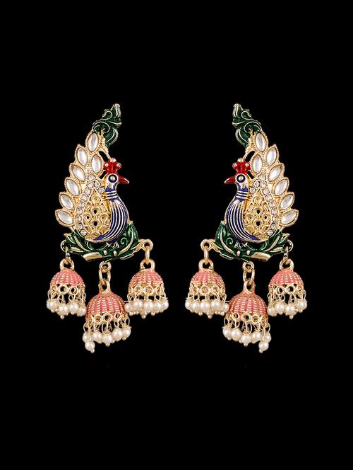 multi colored gold plated jhumka earring - 18593979 - Very Small Image - 1