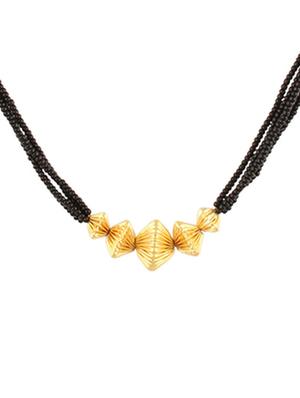 gold plated beads mangalsutra necklace - 18595624 - Standard Image - 3
