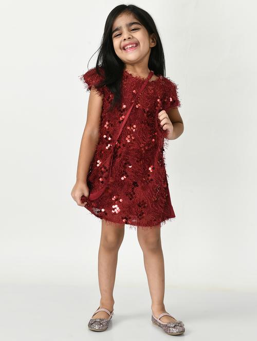 red cotton blend frock - 18604355 - Standard Image - 1