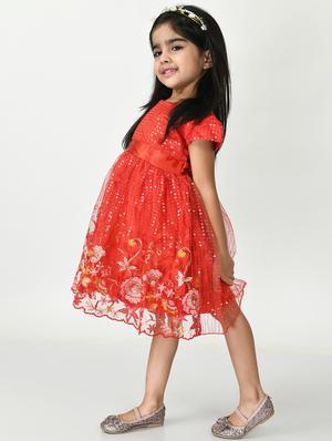 red cotton blend frock - 18604357 - Standard Image - 2