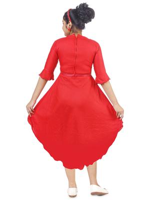 girls red embellished frock - 18607343 - Standard Image - 3