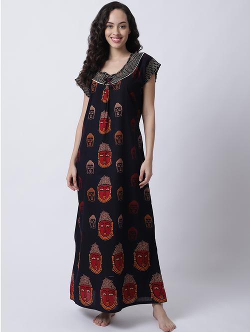 round neck printed nighty - 18607419 - Standard Image - 1